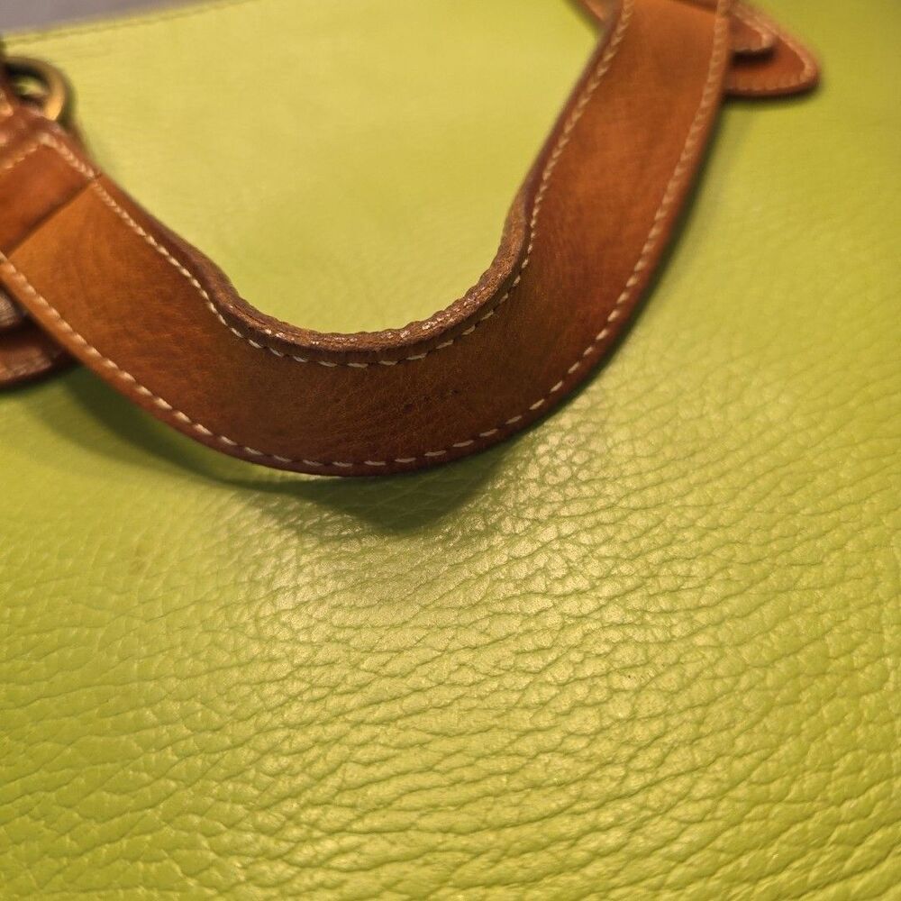 Maurizio Taiuti ITALY Satchel Tote Lime Green Pebbled Leather Small Handbag - Picture 16 of 16